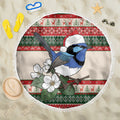 Aussie Fairy-wren Christmas Beach Blanket Festive Knitted Pattern Inspired