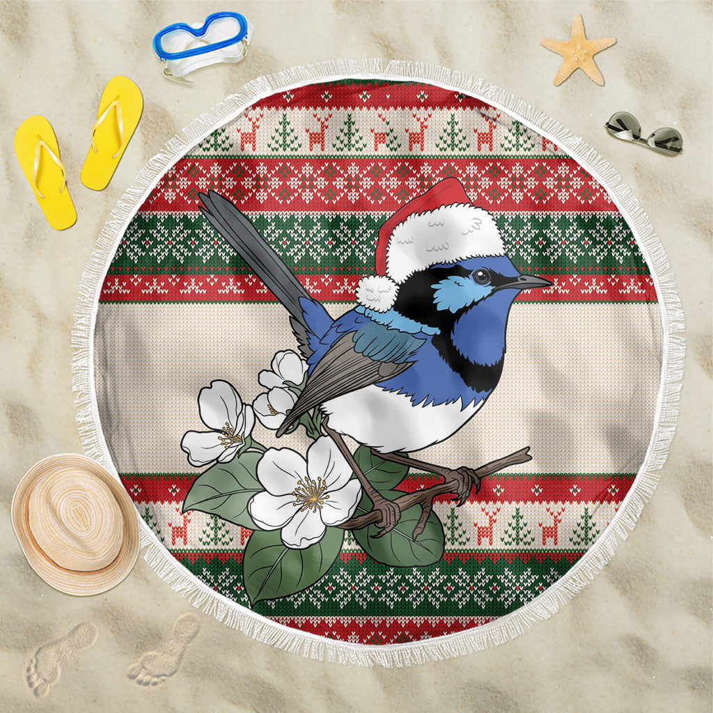 Aussie Fairy-wren Christmas Beach Blanket Festive Knitted Pattern Inspired