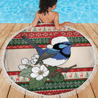 Aussie Fairy-wren Christmas Beach Blanket Festive Knitted Pattern Inspired