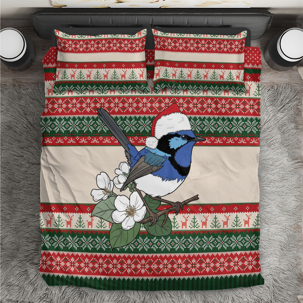 Aussie Fairy-wren Christmas Bedding Set Festive Knitted Pattern Inspired
