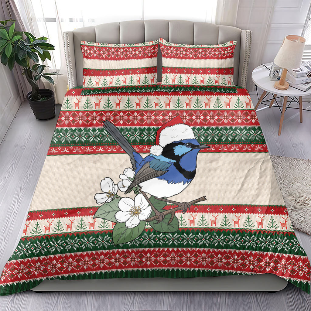 Aussie Fairy-wren Christmas Bedding Set Festive Knitted Pattern Inspired