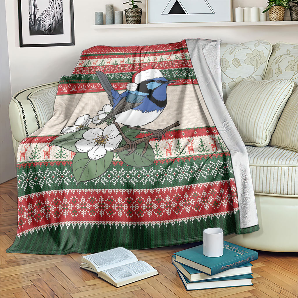 Aussie Fairy-wren Christmas Blanket Festive Knitted Pattern Inspired
