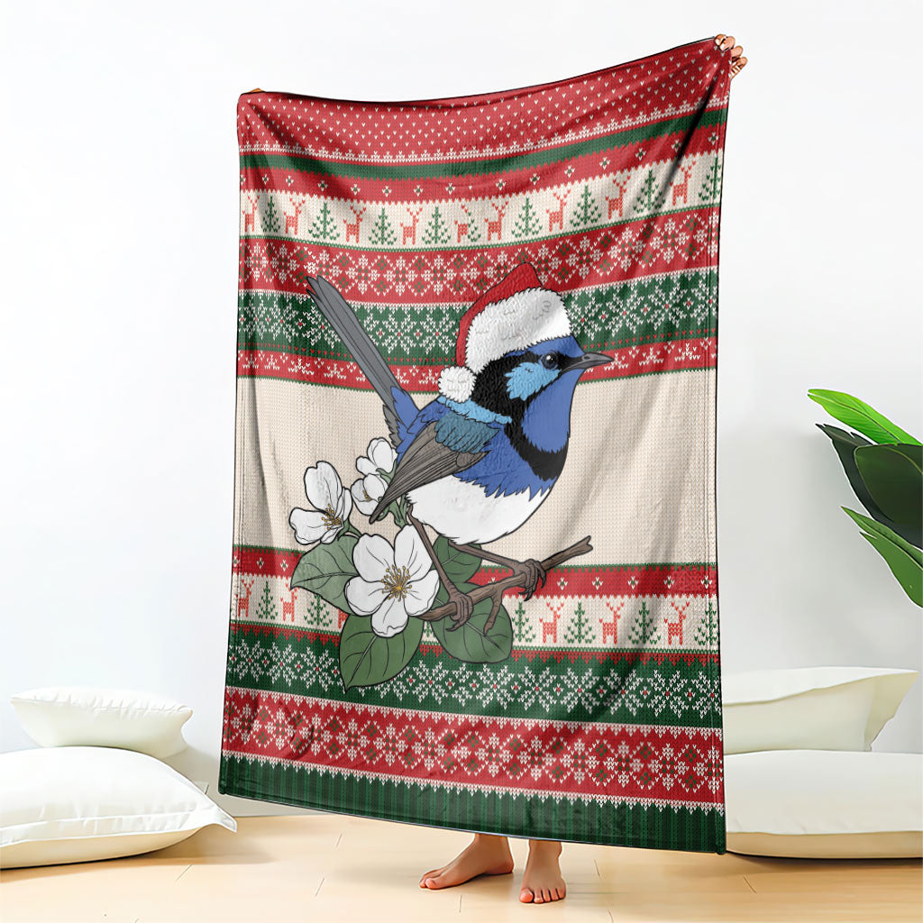 Aussie Fairy-wren Christmas Blanket Festive Knitted Pattern Inspired