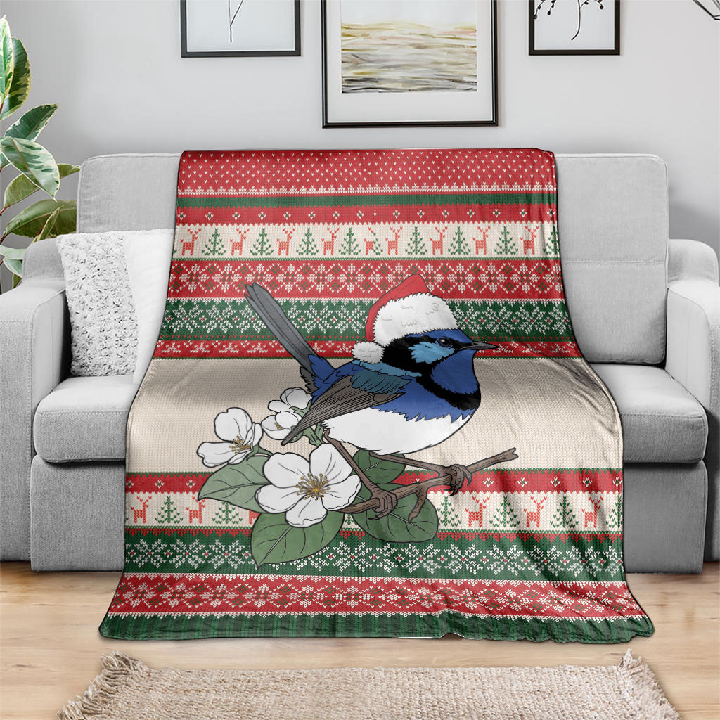 Aussie Fairy-wren Christmas Blanket Festive Knitted Pattern Inspired