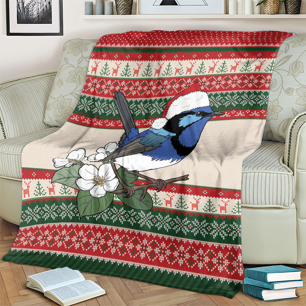 Aussie Fairy-wren Christmas Blanket Festive Knitted Pattern Inspired