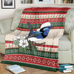 Aussie Fairy-wren Christmas Blanket Festive Knitted Pattern Inspired