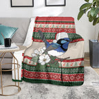 Aussie Fairy-wren Christmas Blanket Festive Knitted Pattern Inspired