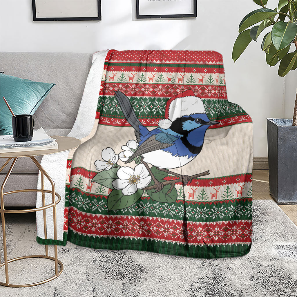 Aussie Fairy-wren Christmas Blanket Festive Knitted Pattern Inspired