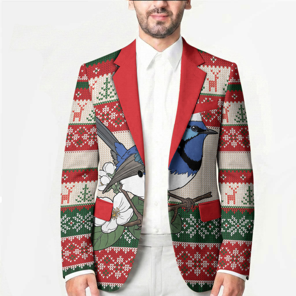 Aussie Fairy-wren Christmas Blazer Festive Knitted Pattern Inspired