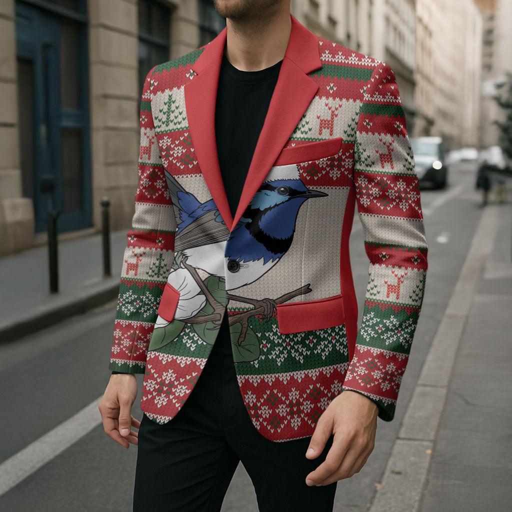 Aussie Fairy-wren Christmas Blazer Festive Knitted Pattern Inspired