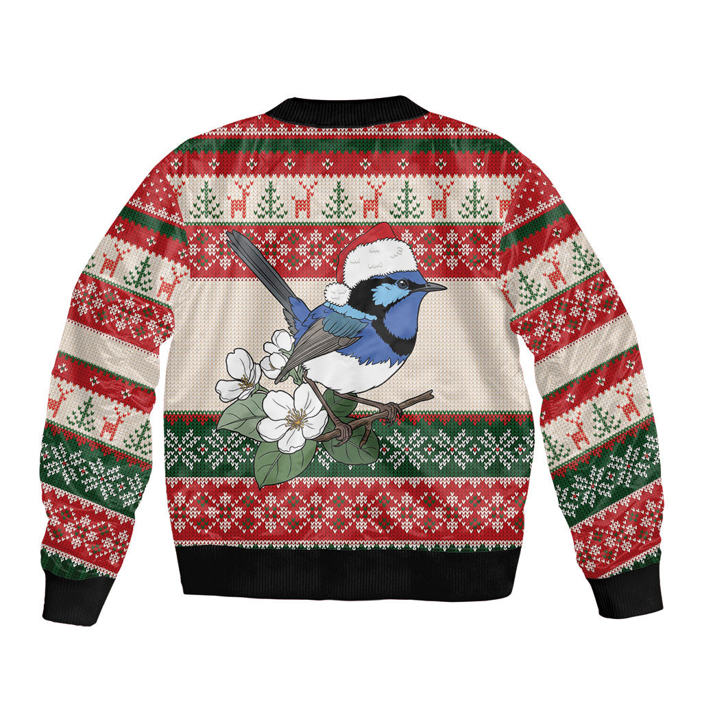 Aussie Fairy-wren Christmas Bomber Jacket Festive Knitted Pattern Inspired