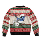 Aussie Fairy-wren Christmas Bomber Jacket Festive Knitted Pattern Inspired