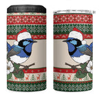 Aussie Fairy-wren Christmas 4 in 1 Can Cooler Tumbler Festive Knitted Pattern Inspired