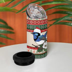 Aussie Fairy-wren Christmas 4 in 1 Can Cooler Tumbler Festive Knitted Pattern Inspired