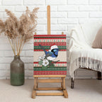 Aussie Fairy-wren Christmas Canvas Wall Art Festive Knitted Pattern Inspired