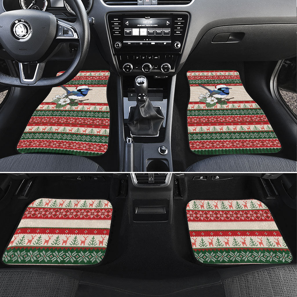 Aussie Fairy-wren Christmas Car Mats Festive Knitted Pattern Inspired