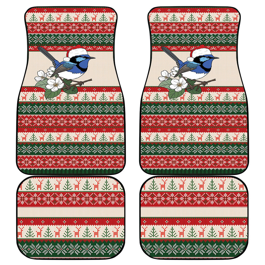 Aussie Fairy-wren Christmas Car Mats Festive Knitted Pattern Inspired