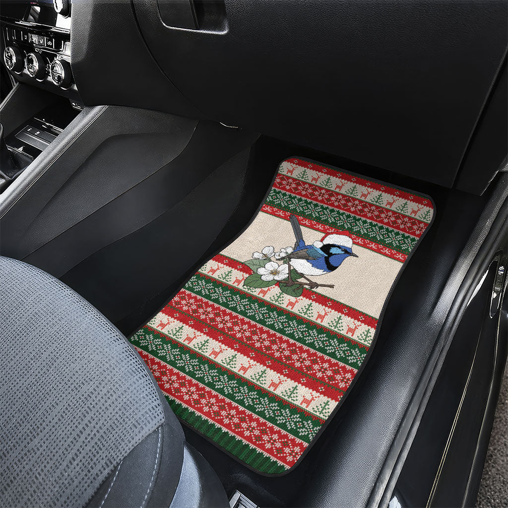 Aussie Fairy-wren Christmas Car Mats Festive Knitted Pattern Inspired