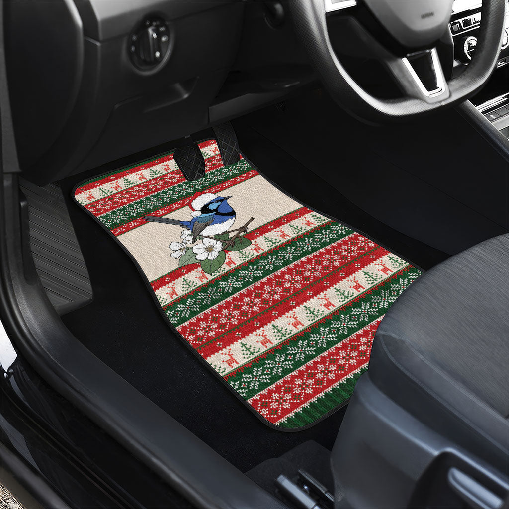 Aussie Fairy-wren Christmas Car Mats Festive Knitted Pattern Inspired