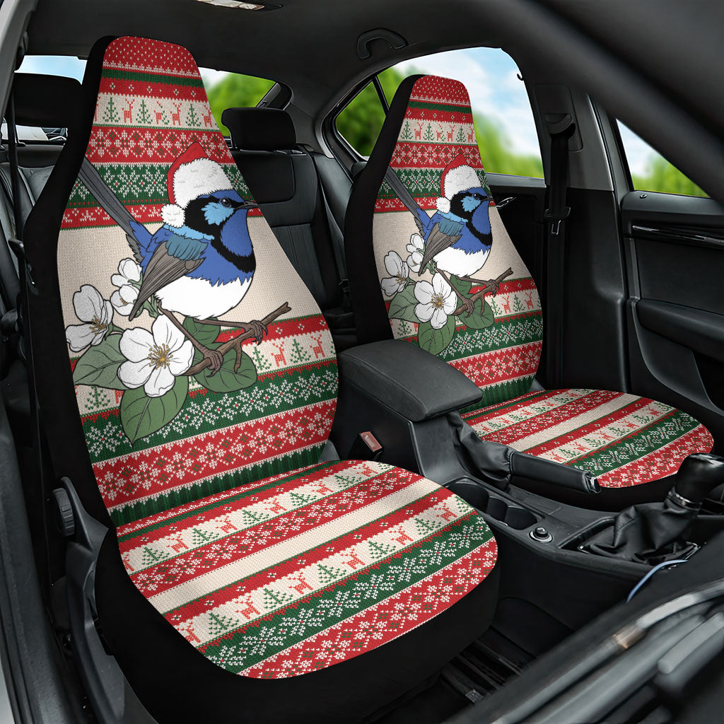 Aussie Fairy-wren Christmas Car Seat Cover Festive Knitted Pattern Inspired