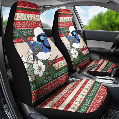 Aussie Fairy-wren Christmas Car Seat Cover Festive Knitted Pattern Inspired