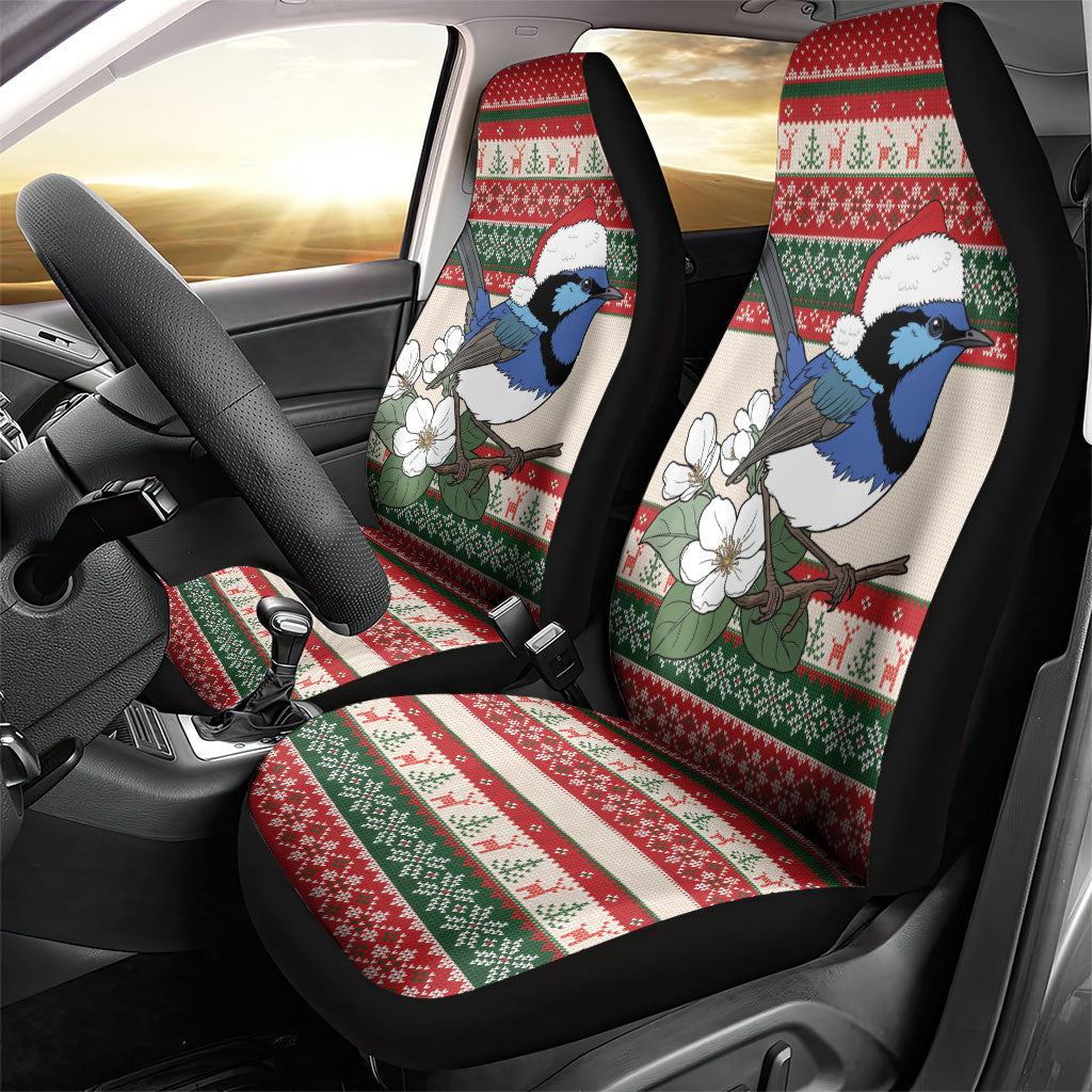 Aussie Fairy-wren Christmas Car Seat Cover Festive Knitted Pattern Inspired
