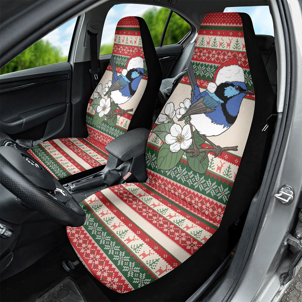 Aussie Fairy-wren Christmas Car Seat Cover Festive Knitted Pattern Inspired