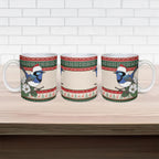 Aussie Fairy-wren Christmas Ceramic Mug Festive Knitted Pattern Inspired