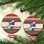 Aussie Fairy-wren Christmas Ceramic Ornament Festive Knitted Pattern Inspired
