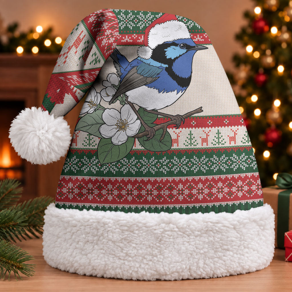 Aussie Fairy-wren Christmas Santa Hat Festive Knitted Pattern Inspired