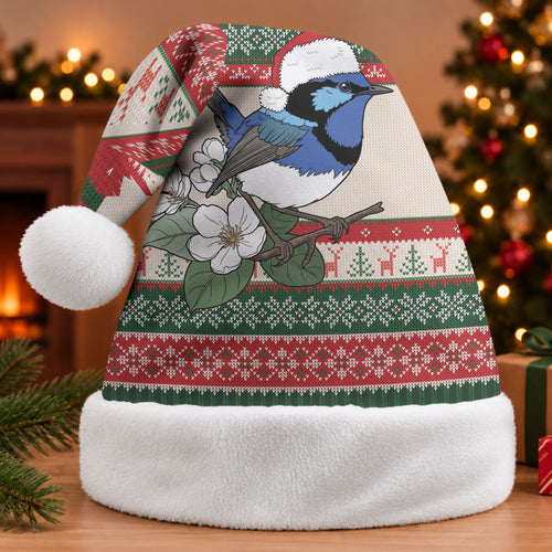 Aussie Fairy-wren Christmas Santa Hat Festive Knitted Pattern Inspired