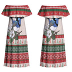 Aussie Fairy-wren Christmas Couples Matching Off Shoulder Maxi Dress and Hawaiian Shirt Festive Knitted Pattern Inspired