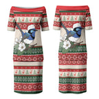 Aussie Fairy-wren Christmas Couples Matching Puletasi and Hawaiian Shirt Festive Knitted Pattern Inspired