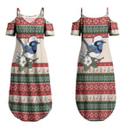 Aussie Fairy-wren Christmas Couples Matching Summer Maxi Dress and Hawaiian Shirt Festive Knitted Pattern Inspired