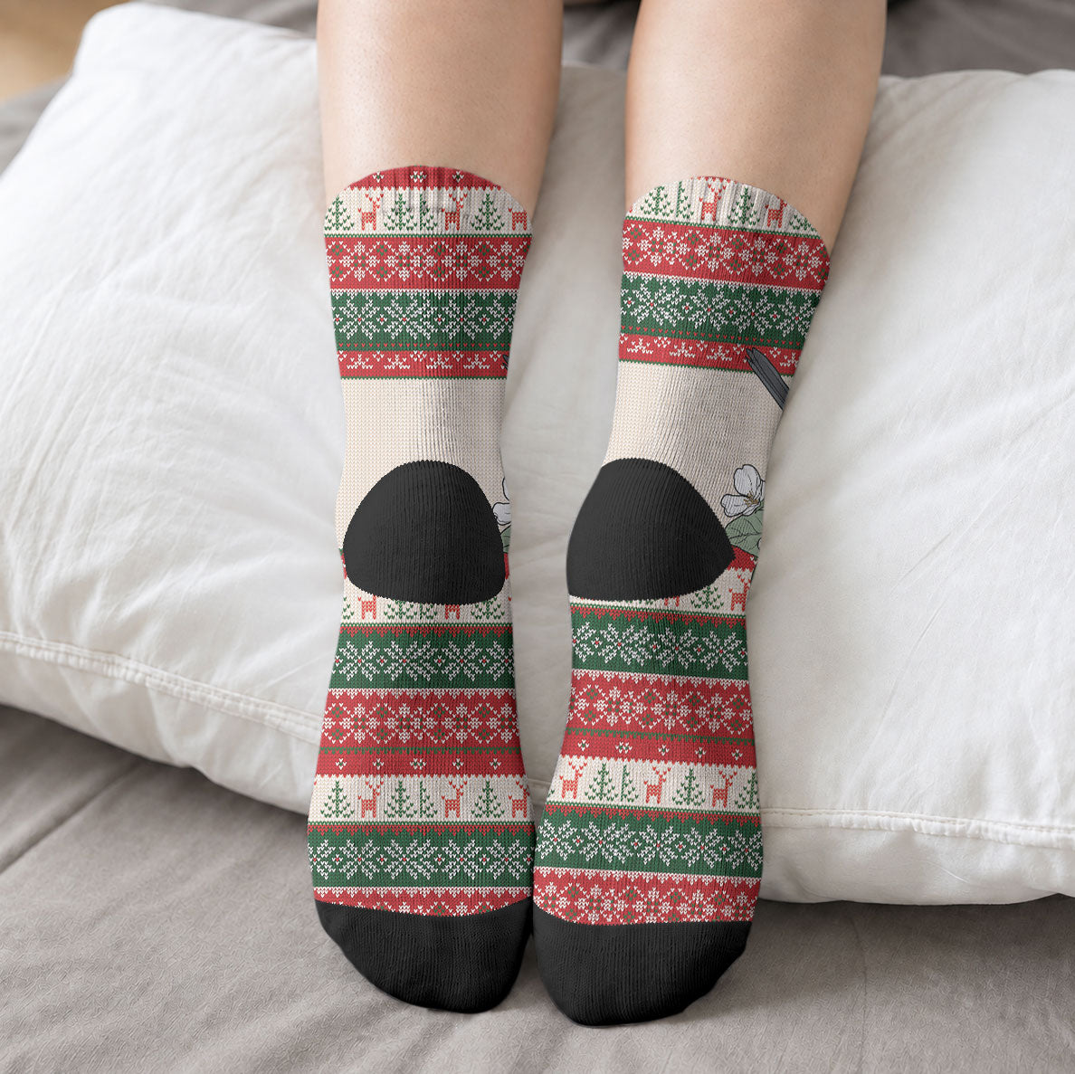 Aussie Fairy-wren Christmas Crew Socks Festive Knitted Pattern Inspired
