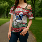 Aussie Fairy-wren Christmas Cross Shoulder Shirt Festive Knitted Pattern Inspired