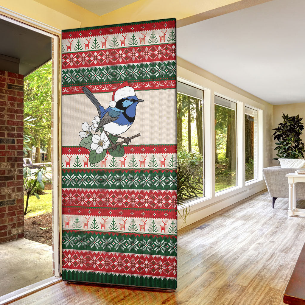 Aussie Fairy-wren Christmas Door Cover Festive Knitted Pattern Inspired