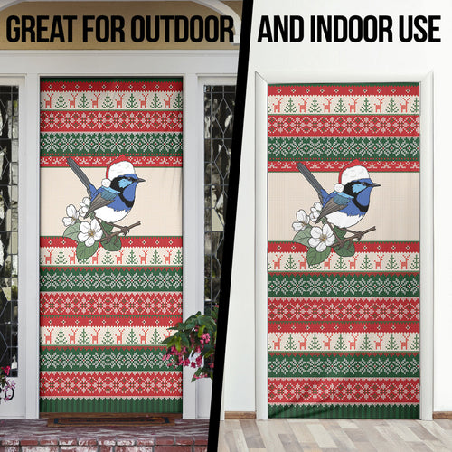 Aussie Fairy-wren Christmas Door Cover Festive Knitted Pattern Inspired