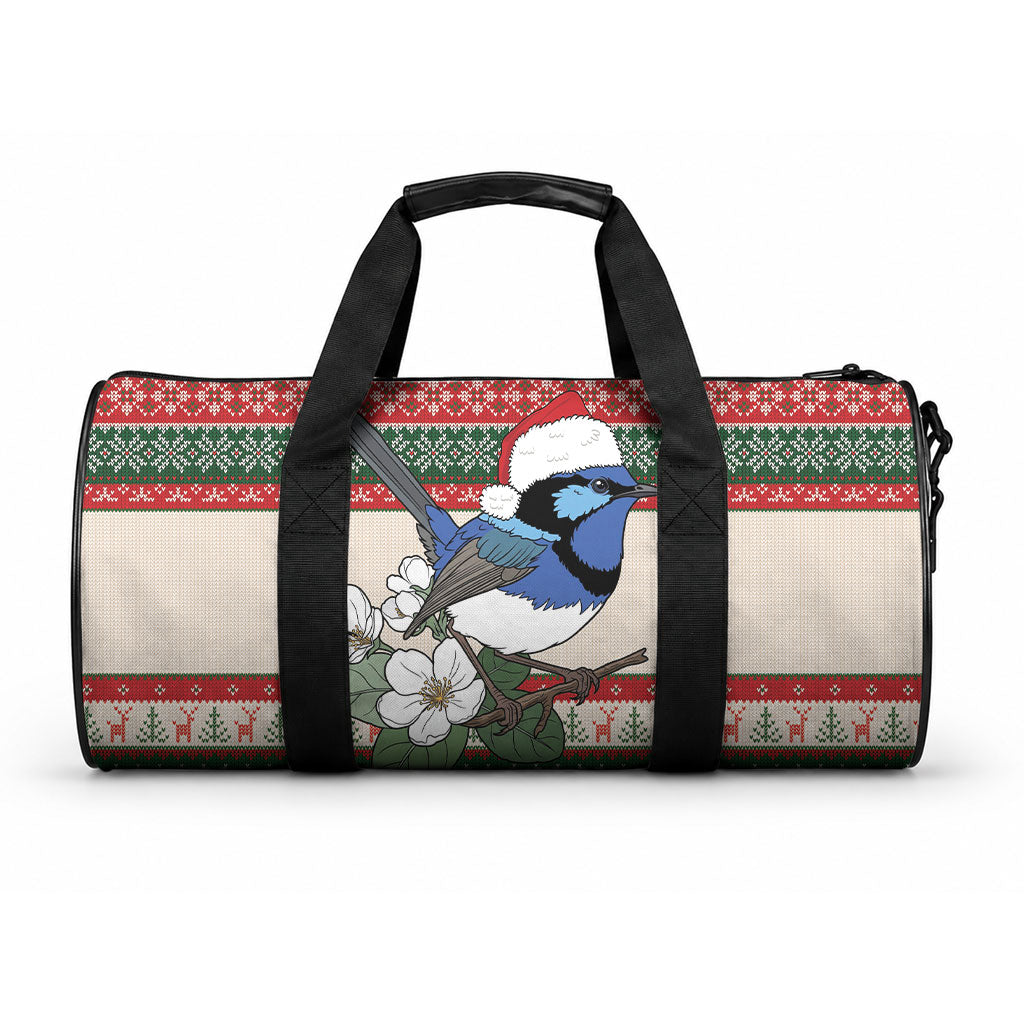 Aussie Fairy-wren Christmas Duffle Bag Festive Knitted Pattern Inspired