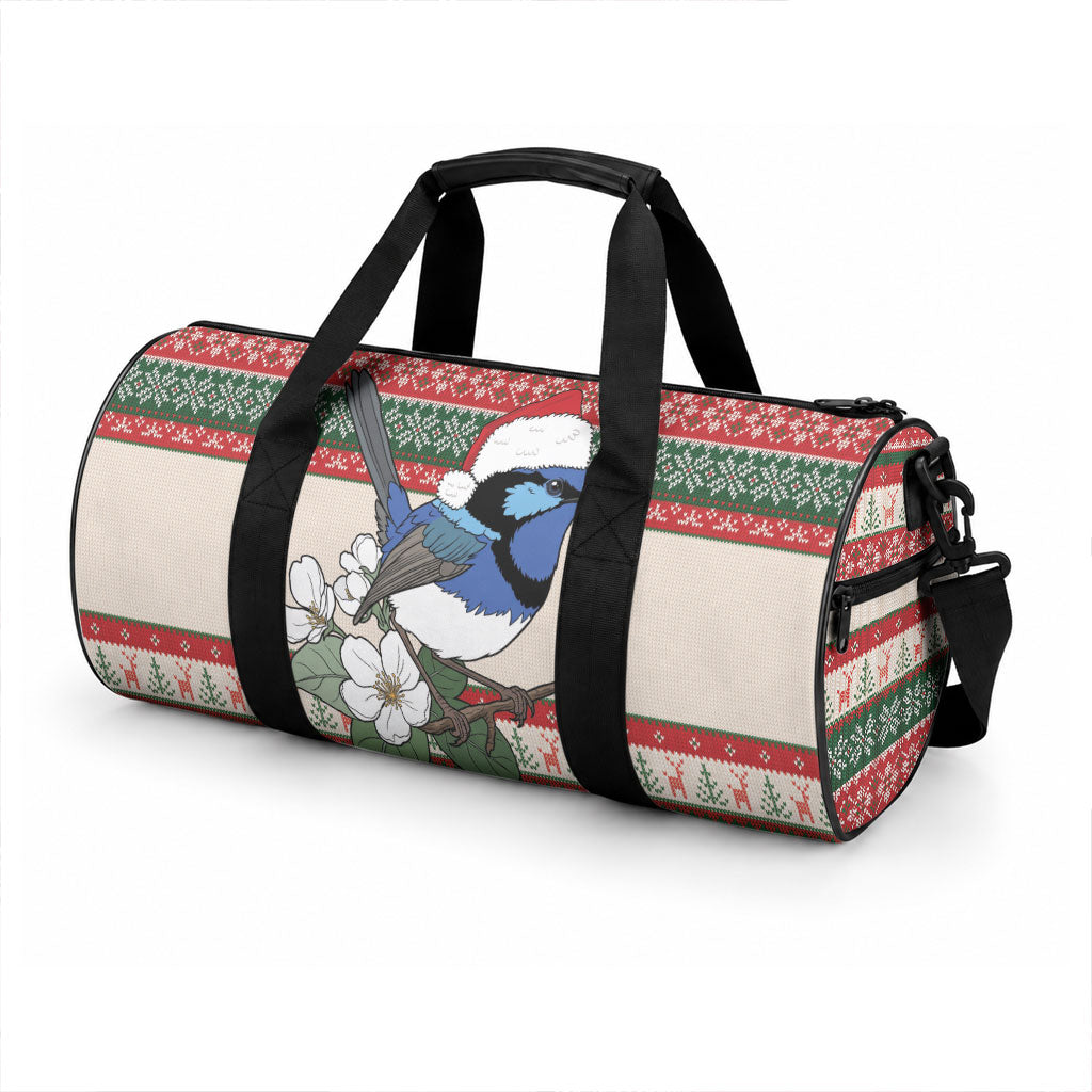 Aussie Fairy-wren Christmas Duffle Bag Festive Knitted Pattern Inspired
