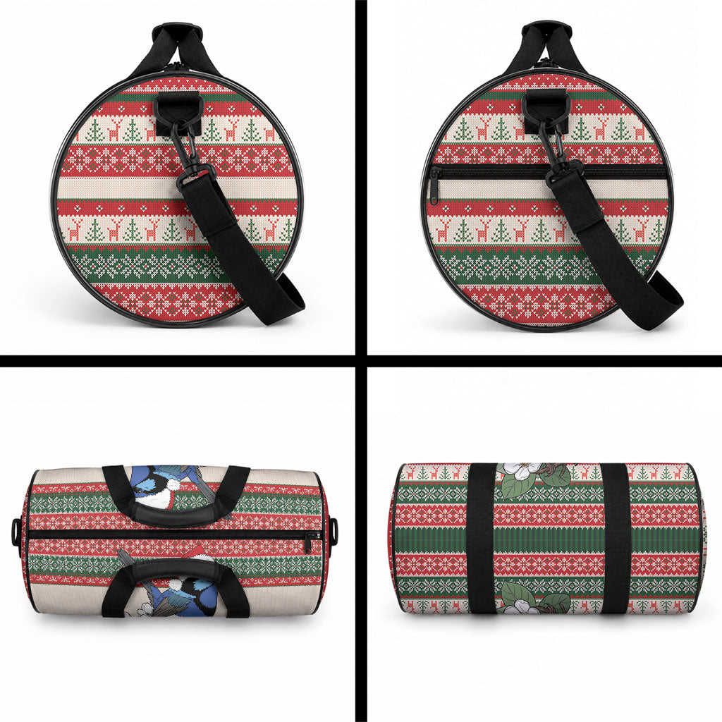 Aussie Fairy-wren Christmas Duffle Bag Festive Knitted Pattern Inspired