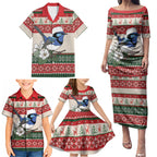 Aussie Fairy-wren Christmas Family Matching Puletasi and Hawaiian Shirt Festive Knitted Pattern Inspired