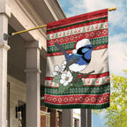 Aussie Fairy-wren Christmas Garden Flag Festive Knitted Pattern Inspired