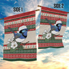 Aussie Fairy-wren Christmas Garden Flag Festive Knitted Pattern Inspired