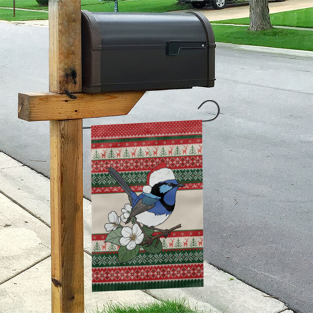 Aussie Fairy-wren Christmas Garden Flag Festive Knitted Pattern Inspired