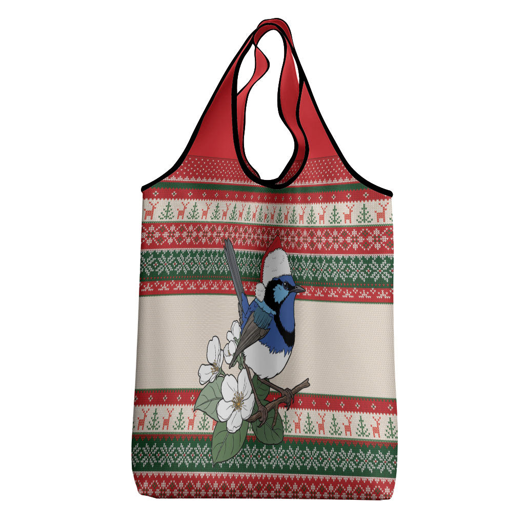 Aussie Fairy-wren Christmas Grocery Bag Festive Knitted Pattern Inspired