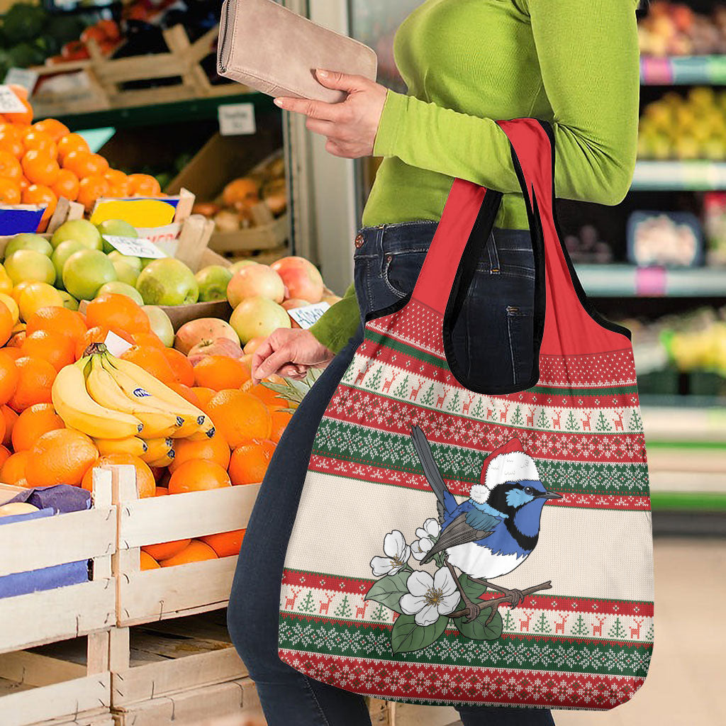 Aussie Fairy-wren Christmas Grocery Bag Festive Knitted Pattern Inspired