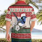 Aussie Fairy-wren Christmas Hawaiian Shirt Festive Knitted Pattern Inspired