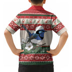 Aussie Fairy-wren Christmas Hawaiian Shirt Festive Knitted Pattern Inspired