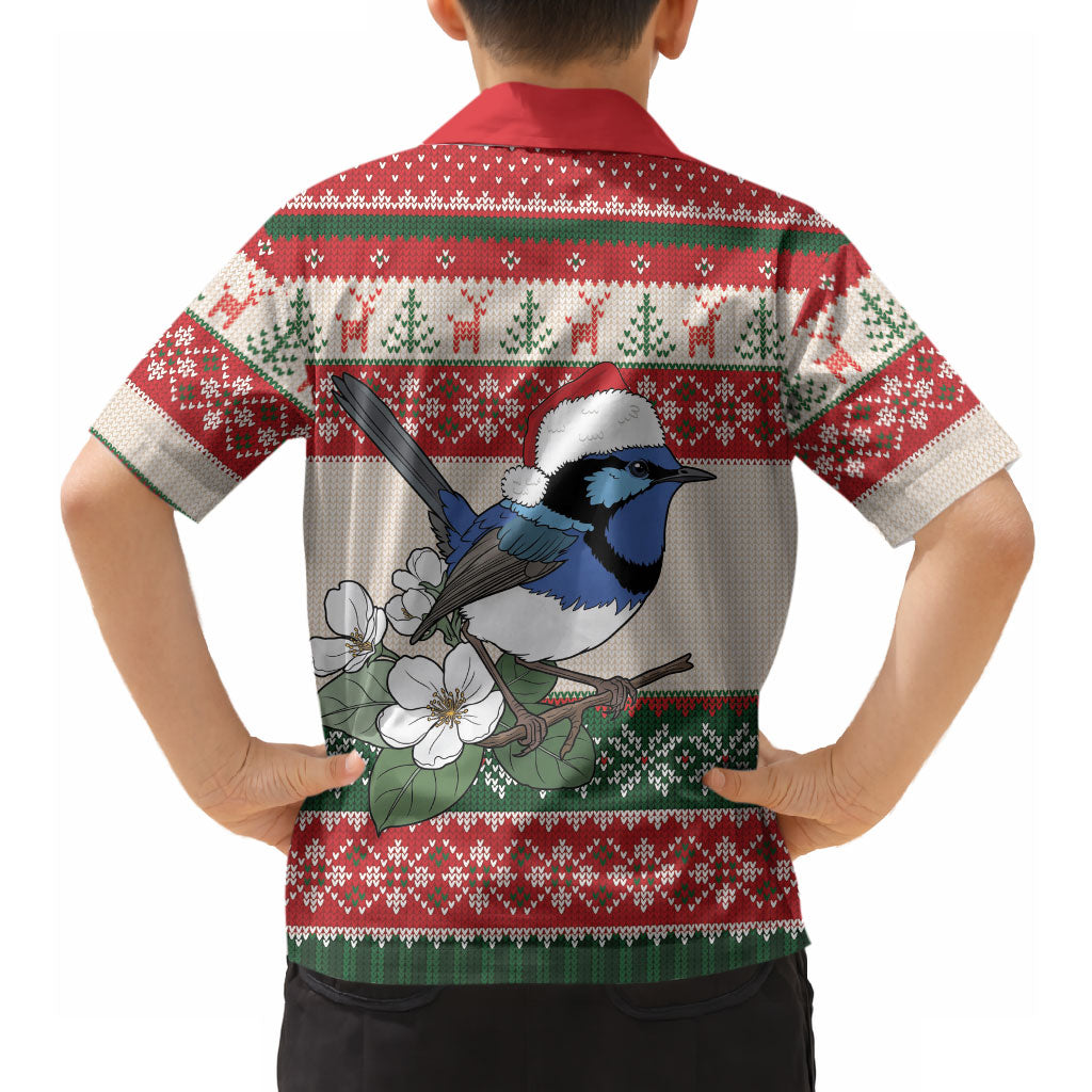 Aussie Fairy-wren Christmas Hawaiian Shirt Festive Knitted Pattern Inspired